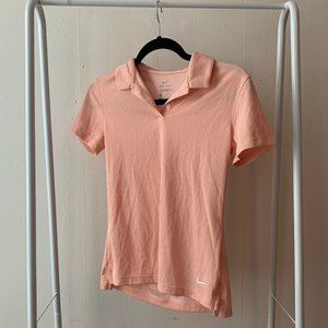 Nike Dri-Fit Collared Golf/Tennis Orange Patterned Shirt